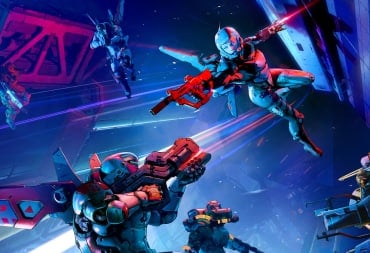 Aska aiming her weapon at enemies in Metal Eden key art